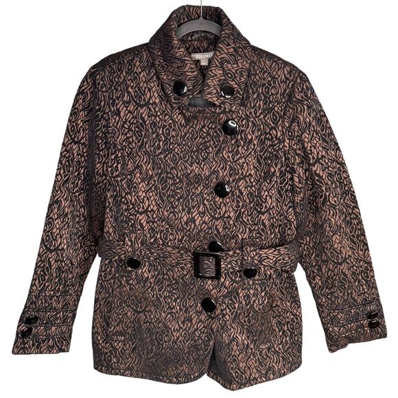 ROZ & ALI Sz L Velvet Burnout Witchcore Coat Black Bronze Gothic Dark Academia - Picture 1 of 11